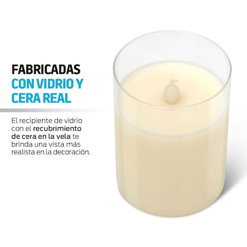 Velas LED Electricas Grandes Flama Realista 3 Pz Redlemon