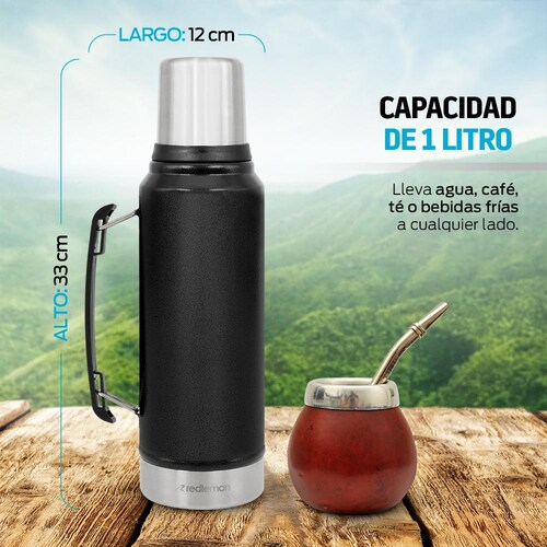 Termo para Cafe Agua Acero Inoxidable Botella 1 Lt Redlemon