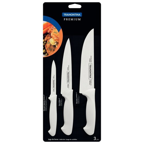 JUEGO DE CUCHILLOS TRAMONTINA 24499811 PREMIUM 3 PZAS BLANCO ENDY1**