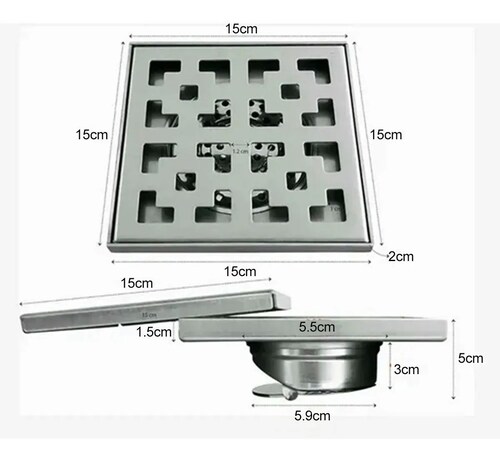 Coladera 15*15cm Acero Inoxidable