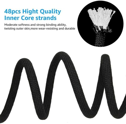 Cuerda Negra  Paracord De 12mm Para Escalada De Montaña, 10 M