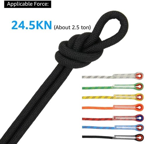 Cuerda Negra  Paracord De 12mm Para Escalada De Montaña, 10 M