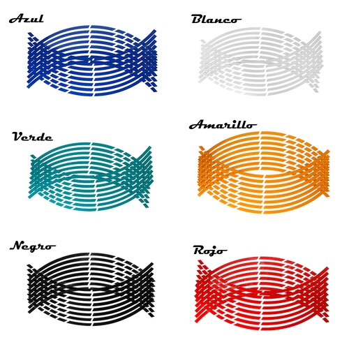 Sticker Universal para Motocicleta Decoración de Rin 17-18 pulgadas Moto Calcomanías Universal Reflejante