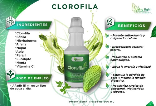 Clorofila - Desodorizante Corporal, Regula Colesterol, Trigliceridos y Glucosa