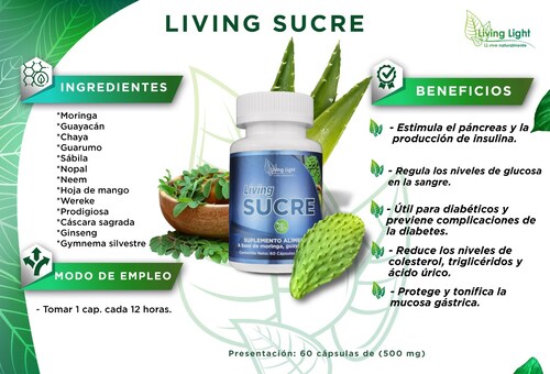 Produce Insulina, Regula Glucosa, Diabeticos y Propensos - Sucre (2 Frascos)
