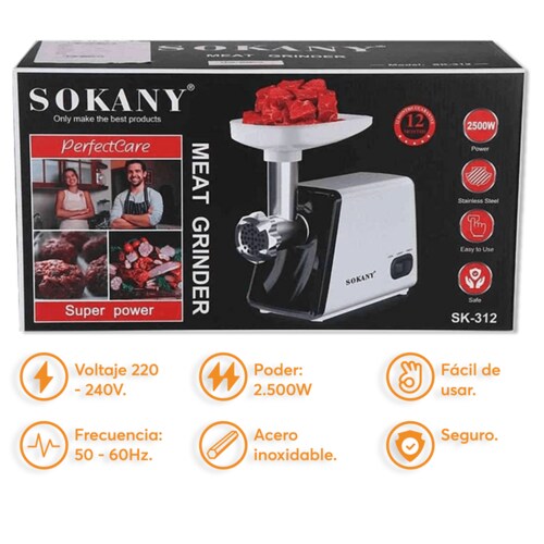 Molino de Carne Eléctrico Archy 2500W Acero Inoxidable Picador Embutidor Salchicha tipo Industrial Cocina Restaurante