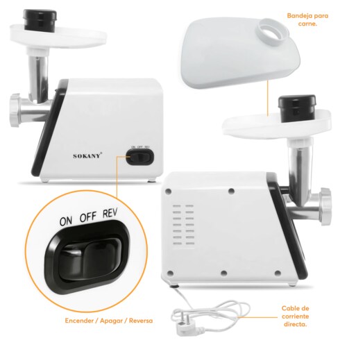 Molino de Carne Eléctrico Archy 2500W Acero Inoxidable Picador Embutidor Salchicha tipo Industrial Cocina Restaurante