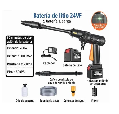 Pistola Inalámbrica Hidrolavadora Portátil 1500 Psi
