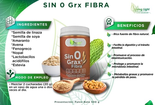 Fibra Sin 0 Grax, Para el Estreñimiento, Absorbe Grasas, Baja de Peso (2 Frascos)