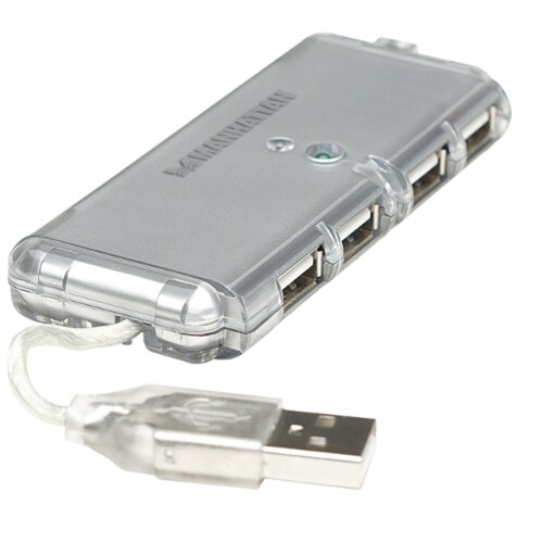 Hub USB MANHATTAN 160599, USB 2.0, Gris, 4 puertos 