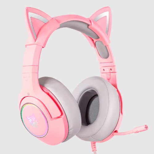 Audifonos gamer con microfono y luz led Onikuma K9 rosa 3.5