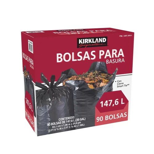 Bolsas de Plástico Para Basura 90 pzas Kirkland