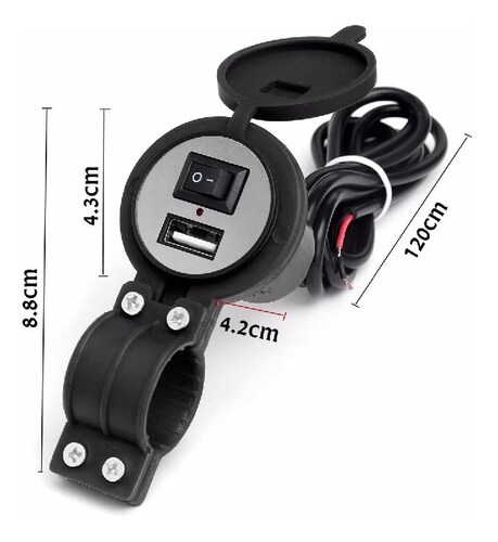 cargador usb turbo  para motocicleta 2.1 mah