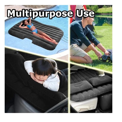 Cama Inflable Colchón De Auto Asiento Trasero + Bomba D Aire Negro