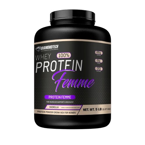Proteína Femme mujer whey zero carbs 5lbs con Colágeno hidrolizado Diamondtech VAINILLA