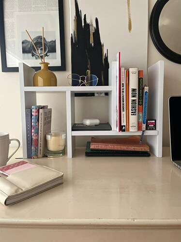 Librero Set Blanco Organizador para Casa u Oficina Moderno, Estilo Minimalista, 51.6 cm Largo x 35 cm Alto x 14 cm Profundo. Mueble de Almacenamiento Archivero Decorativo o Armario Escritorio Regalo
