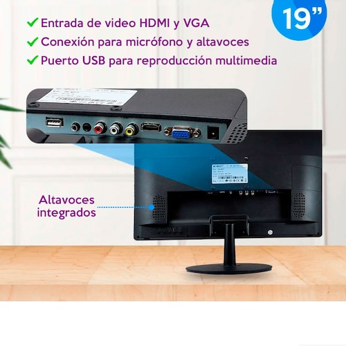 Monitor Led 19" Full HD HDMI/VGA Puerto USB Ens-mdh 19 Enson