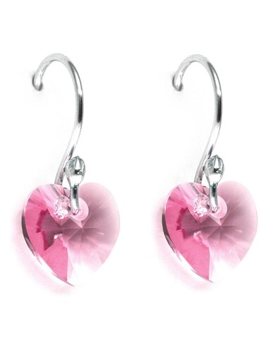 Collar y aretes Joyería Zvezda Heart rosa caucho y plata