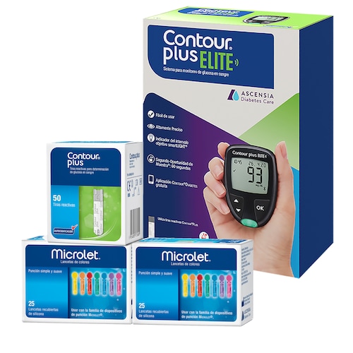 Contour Plus Elite Glucómetro Bluetooth 50 Tiras 50 Lancetas