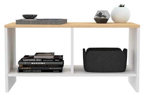 Mesa de Centro Smart, Mueble de Sala de Casa u Oficina, 41.6 cm Altura x 80 cm Ancho x 40 cm Fondo. Mesa Auxiliar de Almacenamiento de Librero o Armario de Organizar Mesa de Café y Libros.