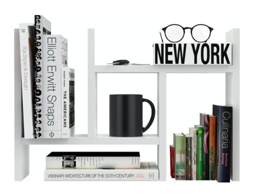 Librero Set Blanco Organizador para Casa u Oficina Moderno, Estilo Minimalista, 51.6 cm Largo x 35 cm Alto x 14 cm Profundo. Mueble de Almacenamiento Archivero Decorativo o Armario Escritorio Regalo