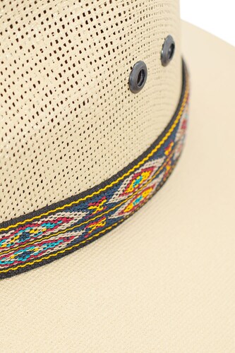 Sombrero para caballero A ÁNGELOZANO de lona rígida con detalles de textil tejido.