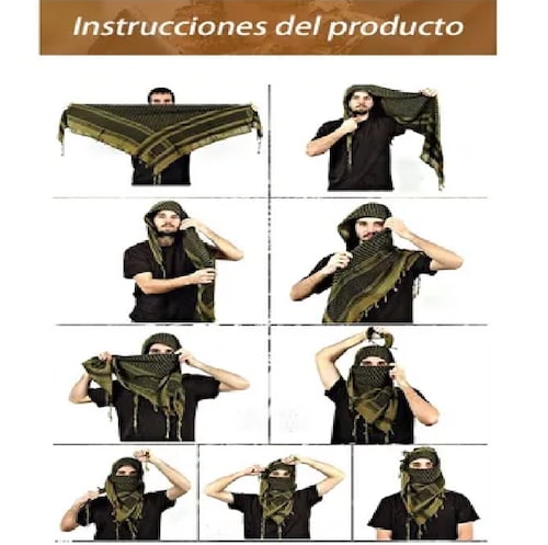  Palestinas Bufanda Militar Algodón Multiusos, Unisex  Marron