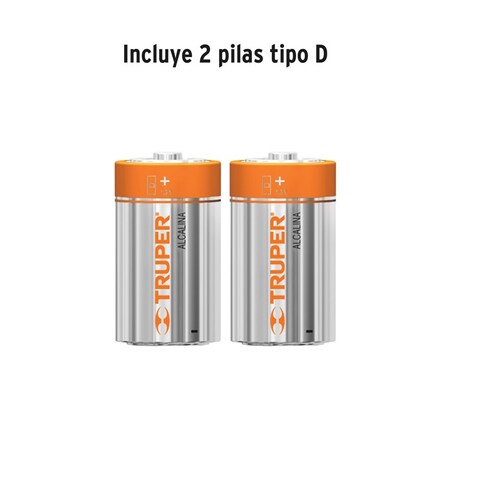 Linterna plástica 1 LED 180 lm con 2 pilas D, Truper 13019
