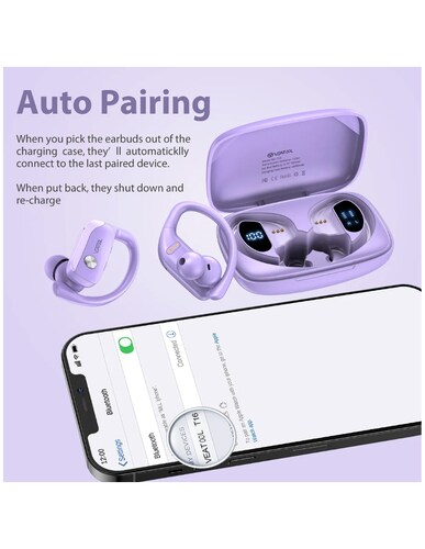 Audífonos Inalámbricos Bluetooth Petukita Box Oreja Colgante Morado