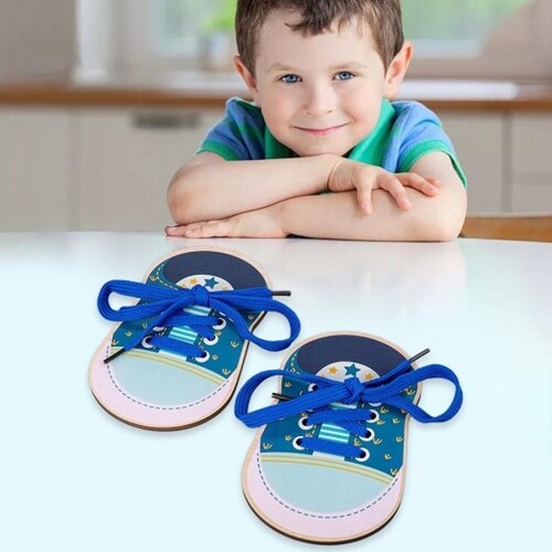 Juego Montessori Aprende A Amarrar Agujetas De Madera