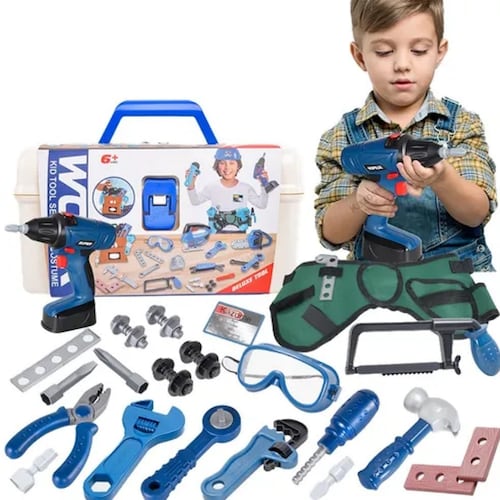 Juguete Herramientas Niño Caja Taladro Infantil Accesorios.