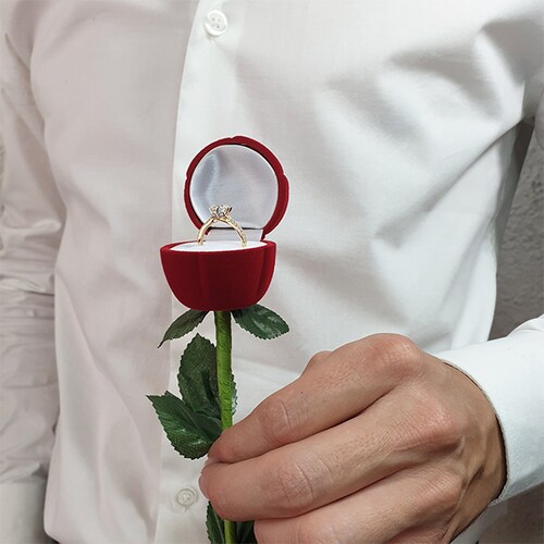 Estuche Para Anillo-joyería En Forma De Rosa