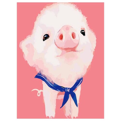 Cerdito tierno Pinta por numero con bastidor incluido