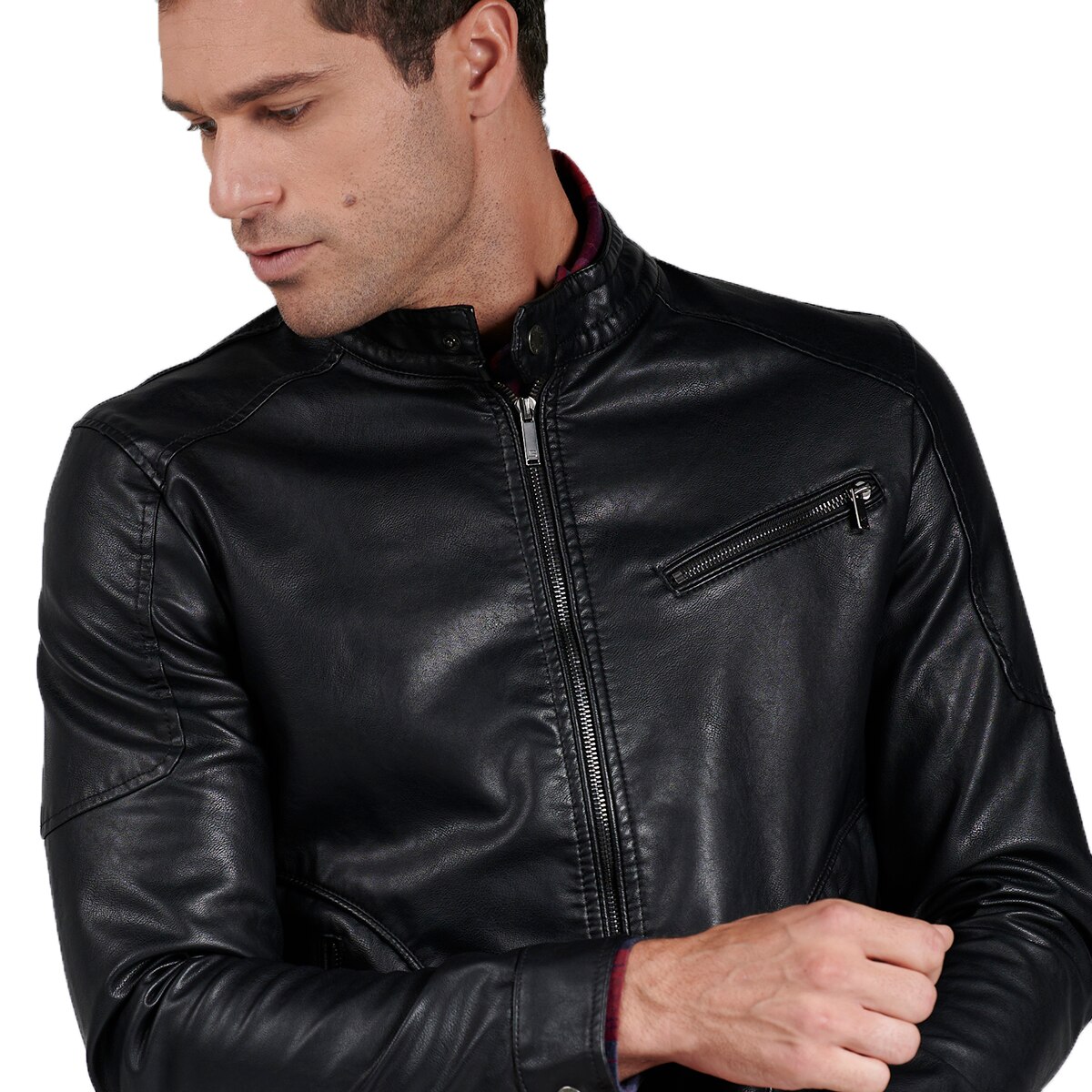 Chamarra Tipo Piel Regular Fit Hombre Biker Generra 228407