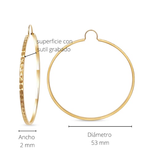 Arracada Authshine Oro Amarillo 10 Kilates 53mm