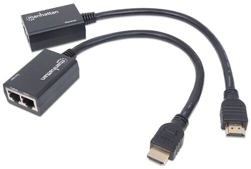Extensor HDMI MANHATTAN 207386, Negro, HDMI
