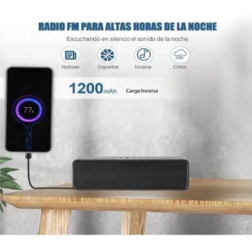 Bocina Bluetooth 5.0 Portátil Altavoces Negro
