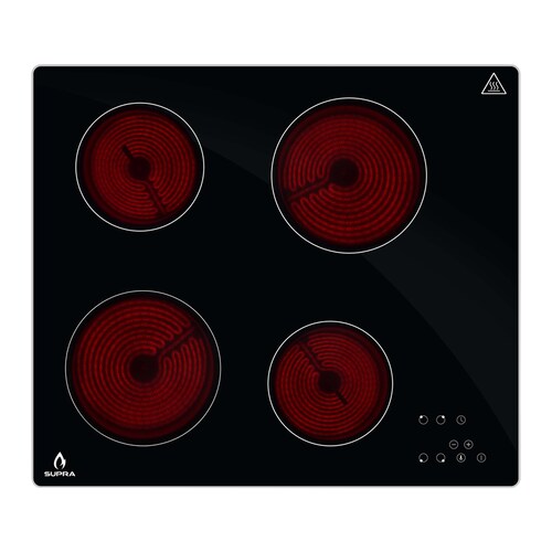 Parrilla de vitrocerámica 4 quemadores SUPRA VITRO4 de cristal templado negro