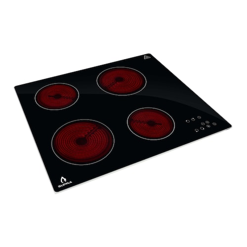 Parrilla de vitrocerámica 4 quemadores SUPRA VITRO4 de cristal templado negro