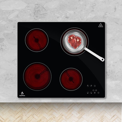 Parrilla de vitrocerámica 4 quemadores SUPRA VITRO4 de cristal templado negro