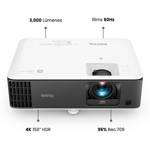 Proyector BenQ gaming tiro corto 4K HDR TK700STi, DLP, 3200 Lúmenes, HDMI, 3D, 96% Rec.709, Brillant Color, para futbol, deportes y videojuegos.