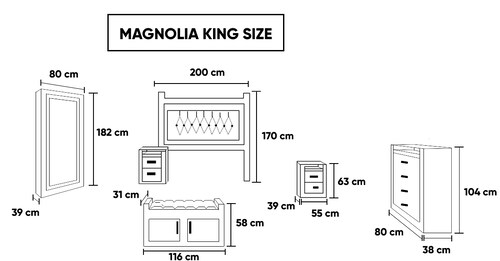 Recamara Magnolia 6 Piezas Nogal - Kessa.