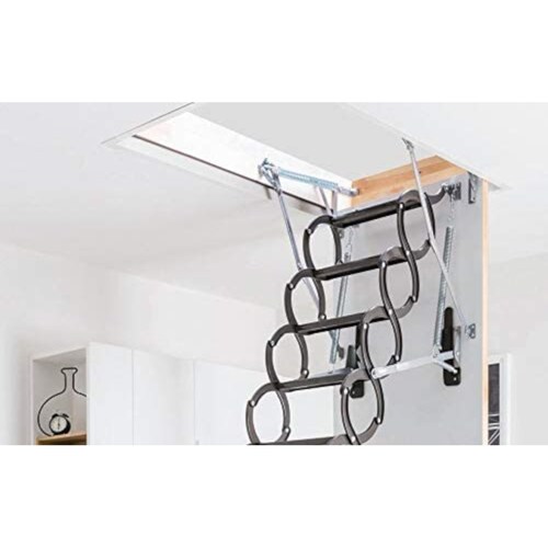 FAKRO Escalera de Ático Fabricada en Acero, Estilo LST Tijera.