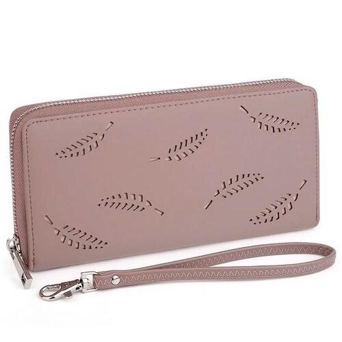 Cartera Uto Con 18 Bolsillos Y Brazalete Para Mujer Rosa.