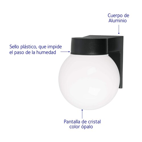 Arbotante de LED tipo globo Volteck Luz Cálida ARB-001L