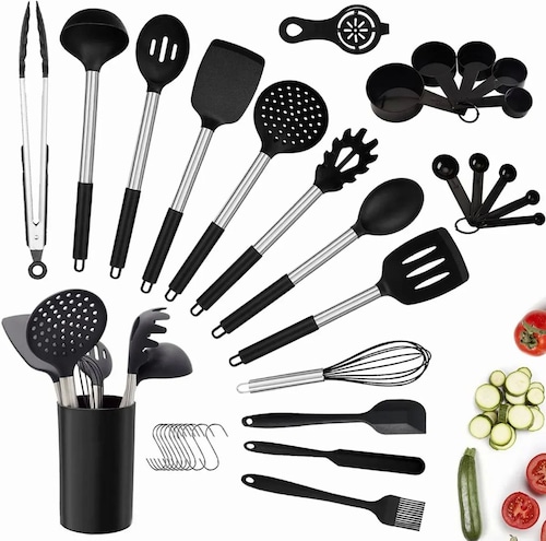 Juego De Utensilios Para Cocina 34 Unidades Negro
