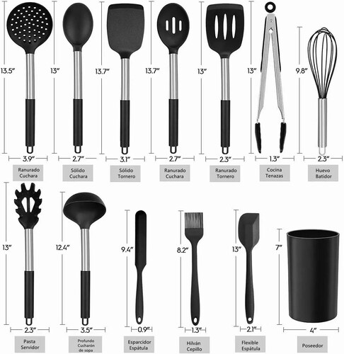 Juego De Utensilios Para Cocina 34 Unidades Negro
