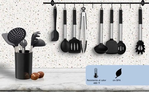 Juego De Utensilios Para Cocina 34 Unidades Negro