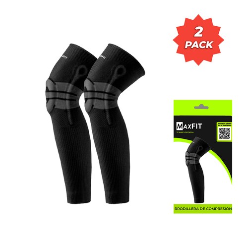 Par De Rodillera Elástica Compresión Con Aro de Silicona Larga Correr Maxfit Hx926