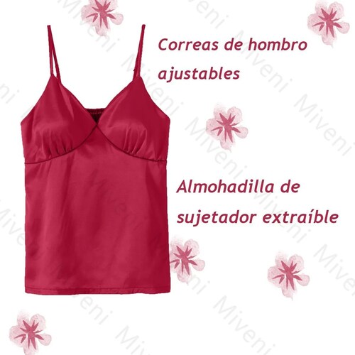 Pijamas Para Mujer De Seda 7 Piezas Roja Talla L